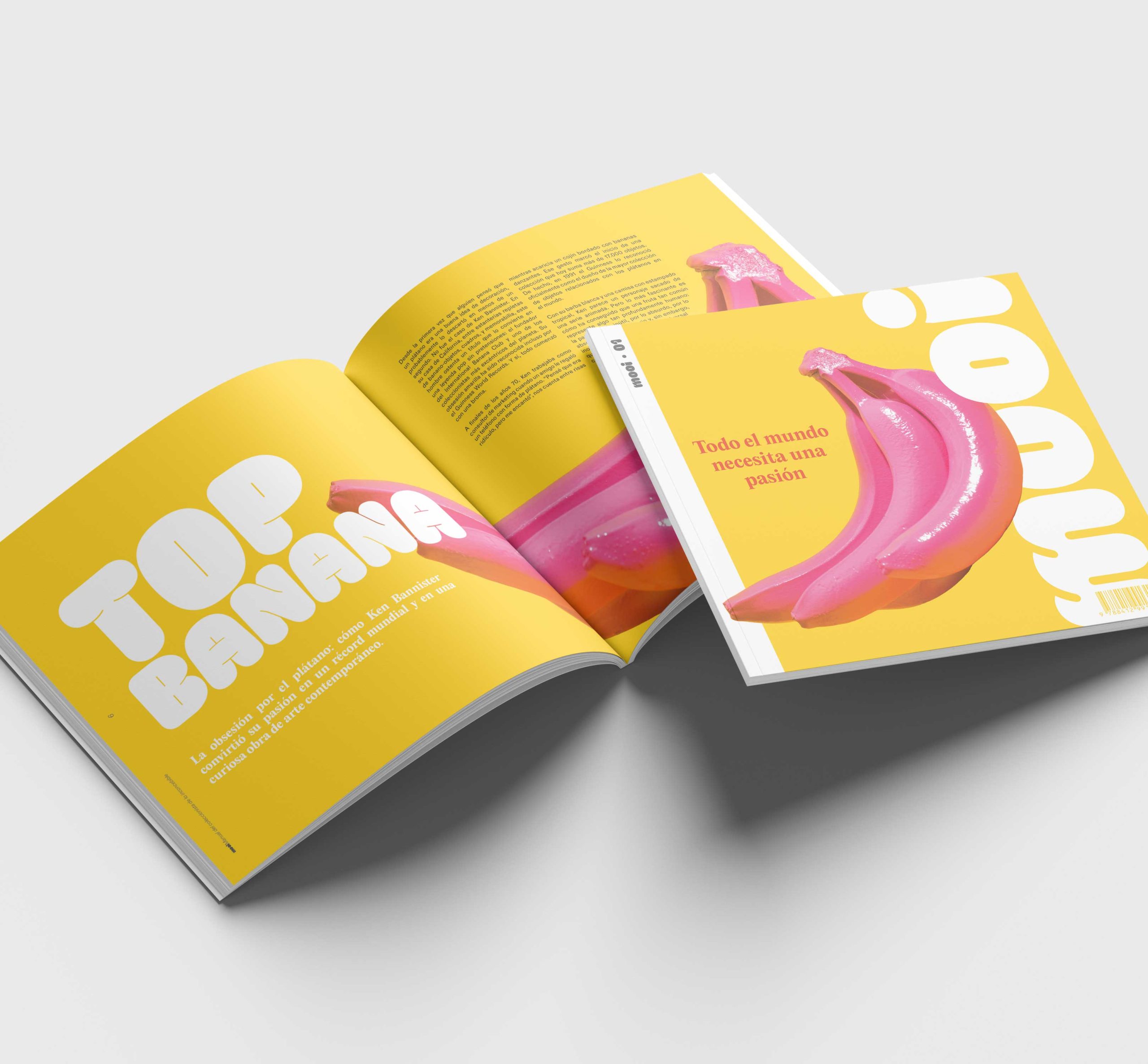 Diseño editorial de la revista Mooi y sección Top Banana