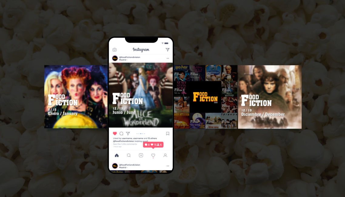 Montaje de publicaciones de Instagram diseñadas para Food Fiction
